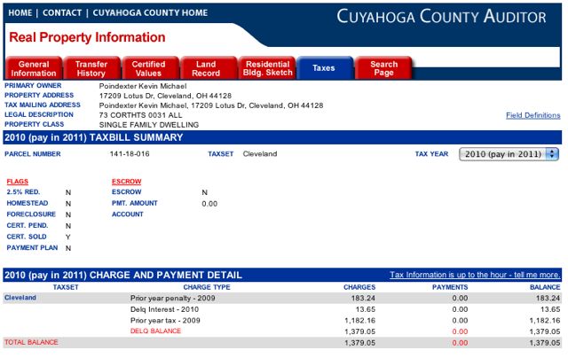 Cuyahoga Tax Example