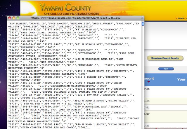 Yavapai Tax Sale Property List Photo