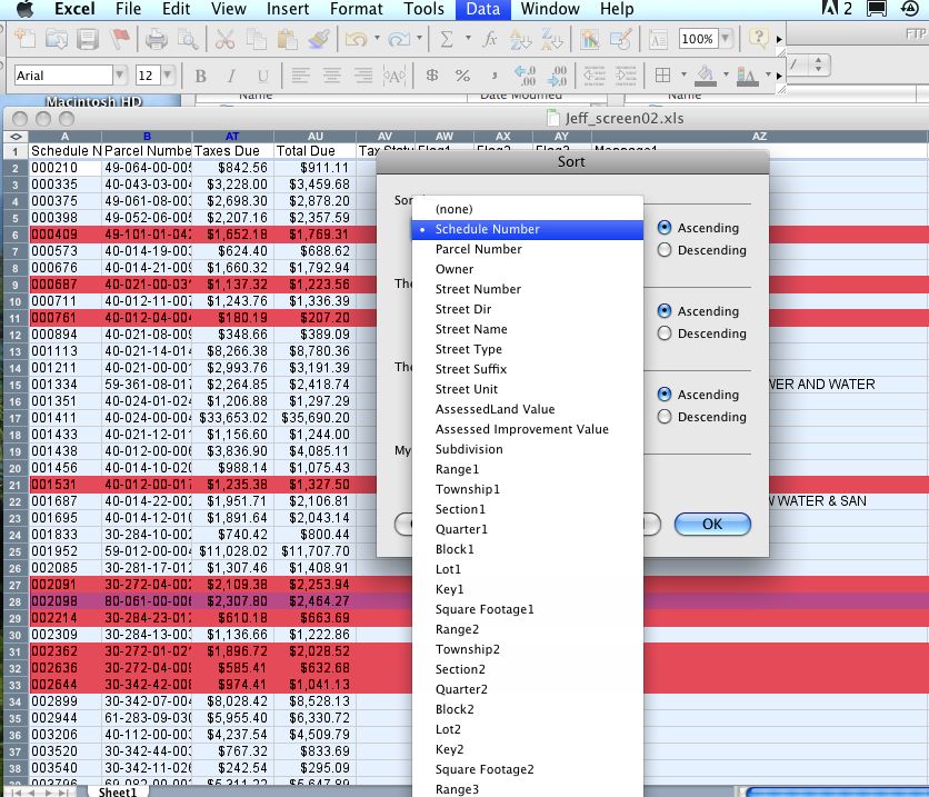 Data sort Jefferson County