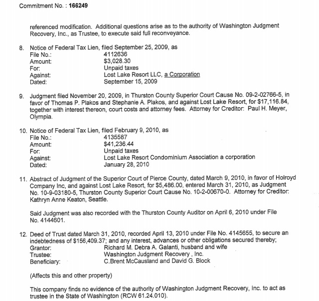 Thurston County WA Bid4Assets Title Report IRS liens